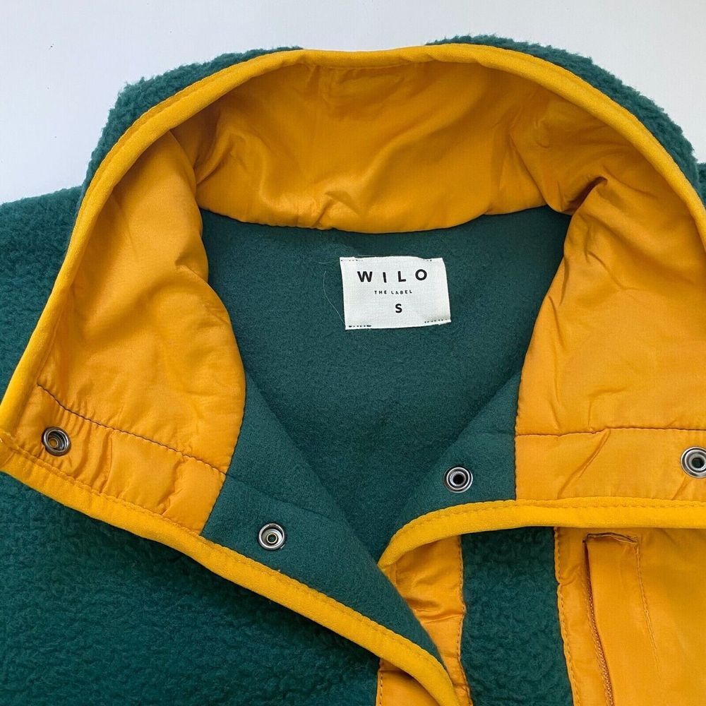 Wilo The Label Cozy Fleece Pullover, Boxy Fit, Quarter button front Green New - Picture 4 of 16